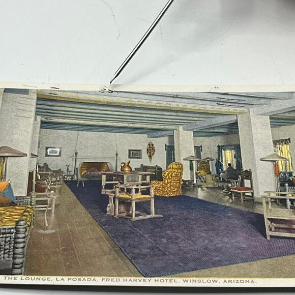 4 Fred Harvey Arizona Postcard Vintage Phostint 1930 1934 Grand Canyon Winslow - Picture 9 of 13